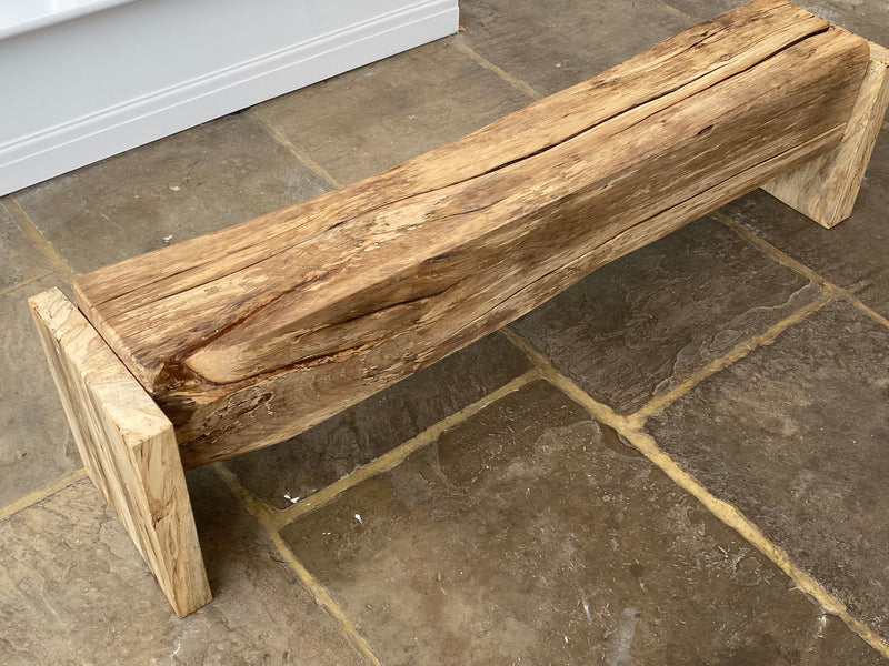 Handmade 173cm Spalted Sycamore & Lime Chunky Bench