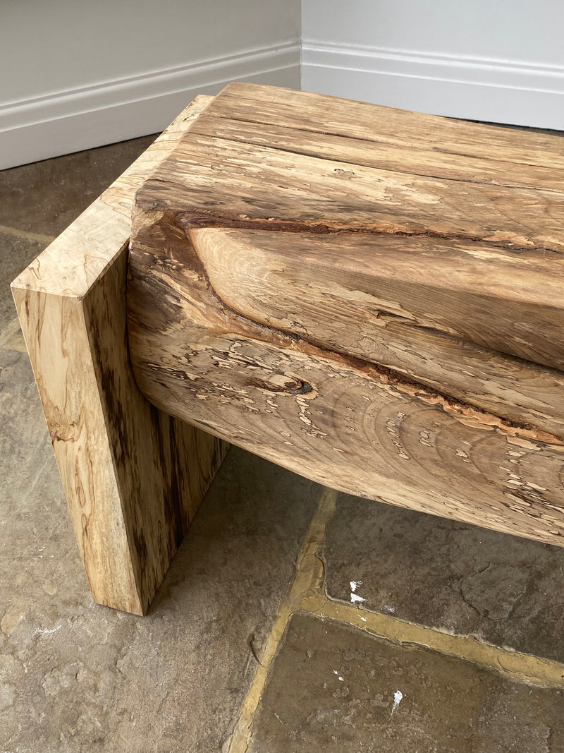 Handmade 173cm Spalted Sycamore & Lime Chunky Bench