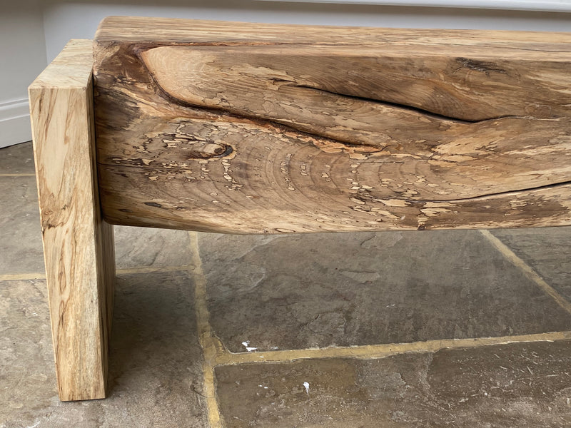 Handmade 173cm Spalted Sycamore & Lime Chunky Bench